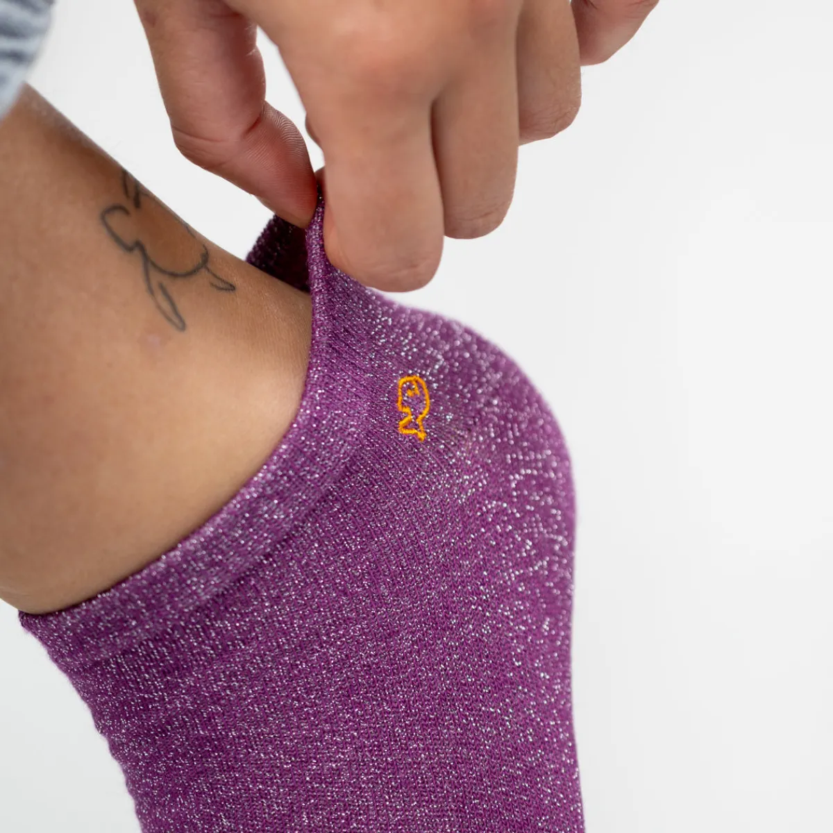 socquettes_pailletes_en_coton_peign_unies__violet_2.webp BILLYBELT Socquettes pailletées en coton peigné Unies ->Femme Socquettes