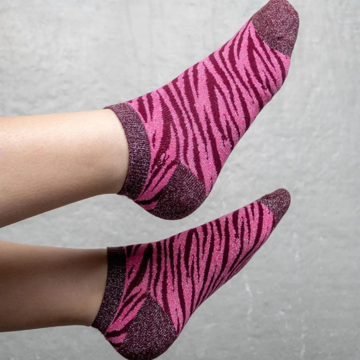 socquettes_pailletes_en_coton_peign_zbre__rose_0.webp BILLYBELT Socquettes pailletées en coton peigné Zèbre ->Femme Socquettes