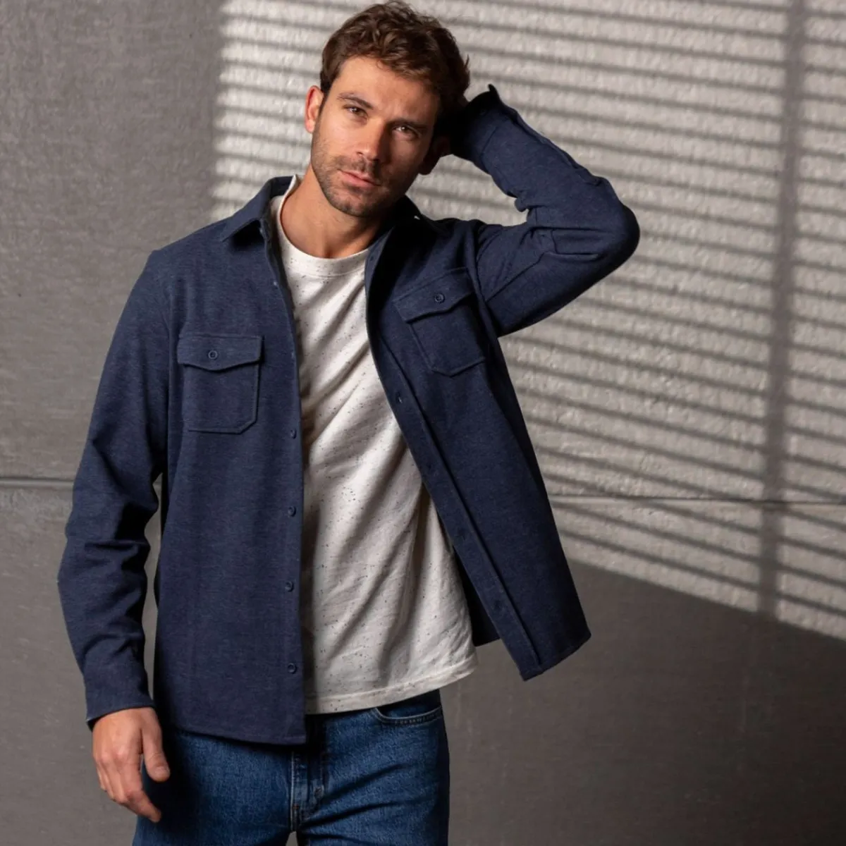 surchemise_en_polyester_recycl_bleu_0.webp BILLYBELT Surchemise en polyester recyclé Bleu> Chemises Et Surchemises