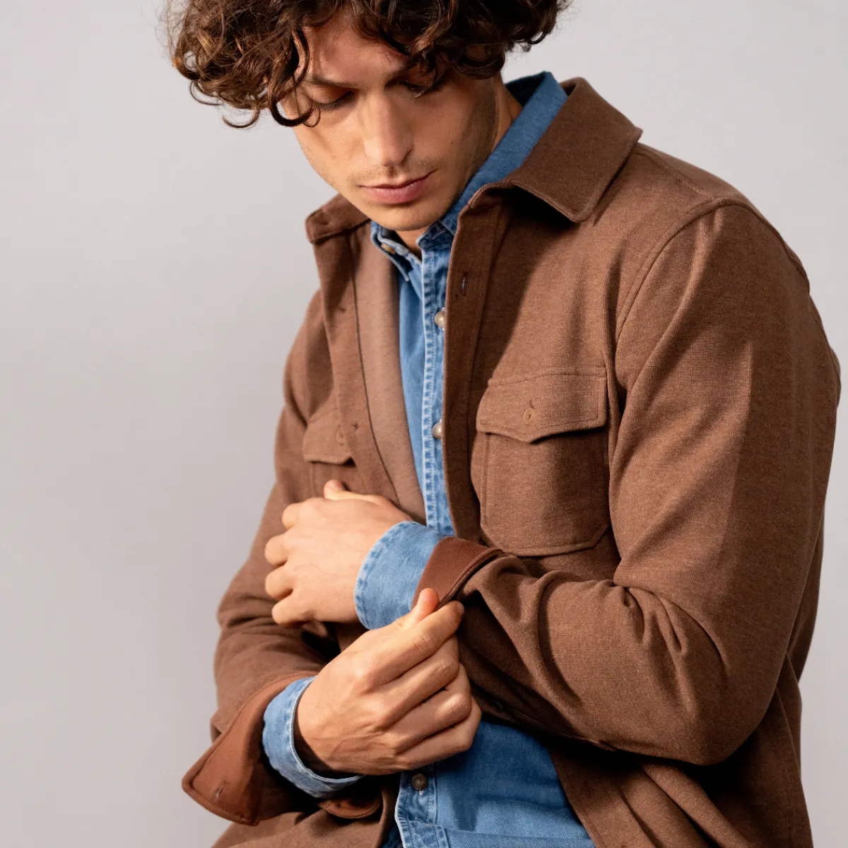 surchemise_en_polyester_recycl_marron_0.webp BILLYBELT Surchemise en polyester recyclé> Chemises Et Surchemises