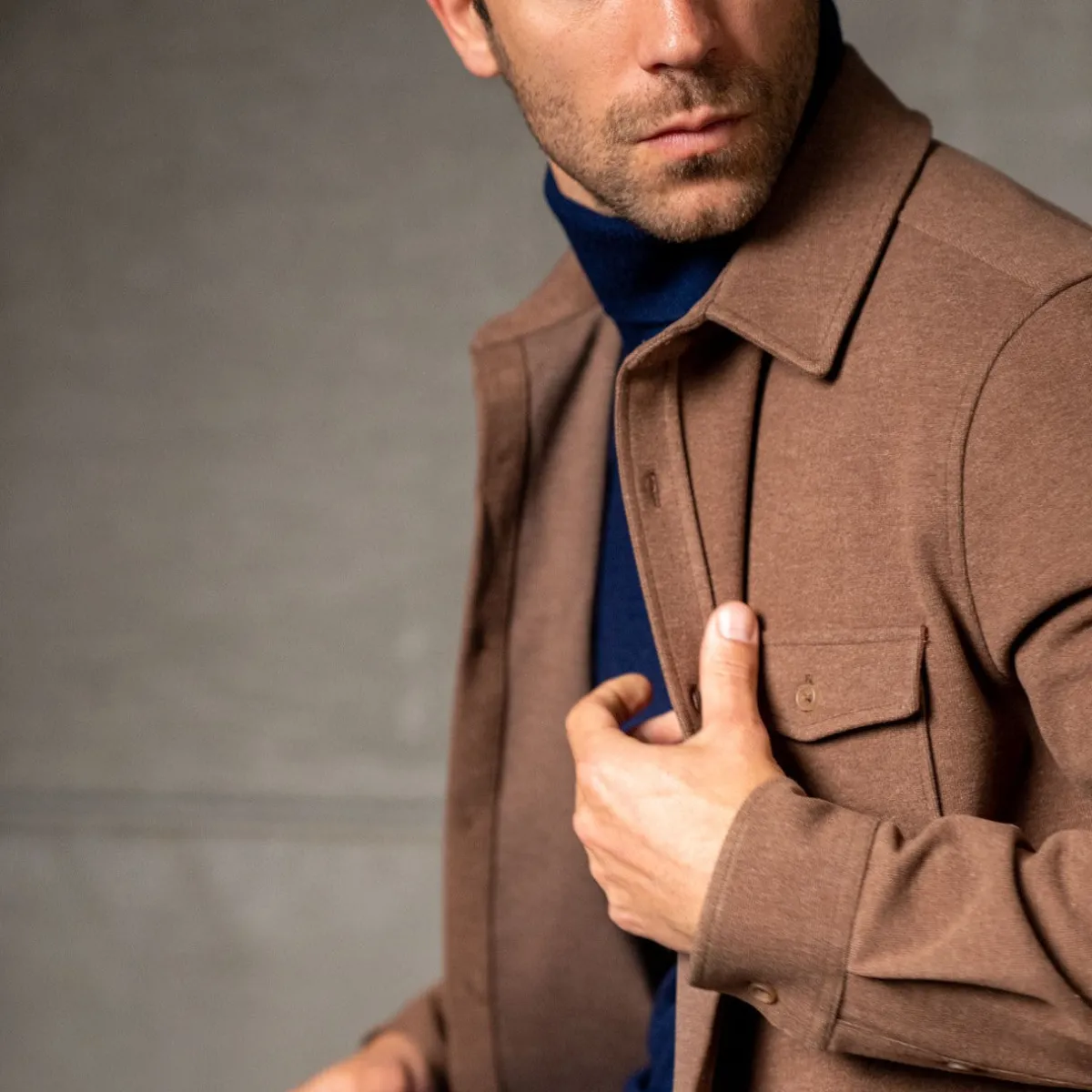 surchemise_en_polyester_recycl_marron_3.webp BILLYBELT Surchemise en polyester recyclé> Chemises Et Surchemises