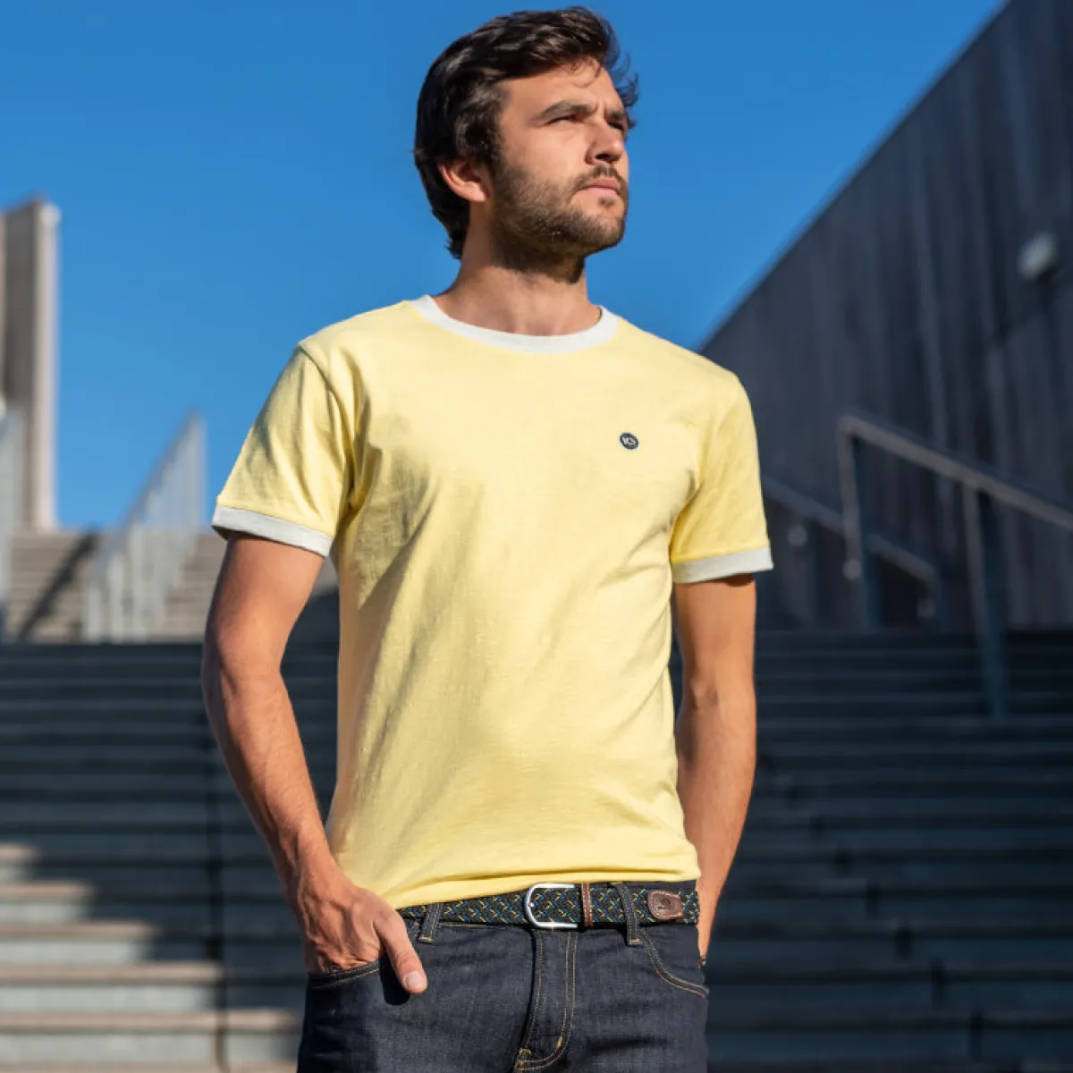 tshirt_en_coton_biologique_flamm__jaune_0.webp BILLYBELT T-shirt en coton biologique flammé -> T-Shirts