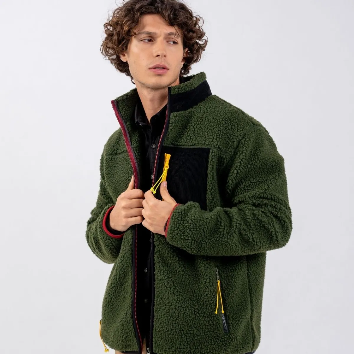 veste_sherpa_mixte_zippe_kaki_2.webp BILLYBELT Veste sherpa mixte zippée>Homme Vestes Et Pulls En Sherpa Homme